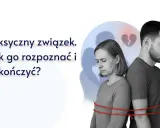 Para zgarbiona, związana sznurkiem, symbolizuje odcięcie się od toksycznej osoby.