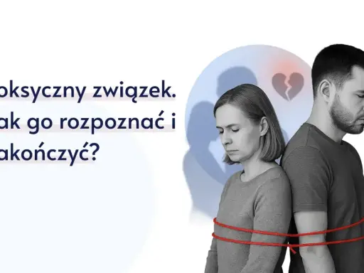 Para zgarbiona, związana sznurkiem, symbolizuje odcięcie się od toksycznej osoby.